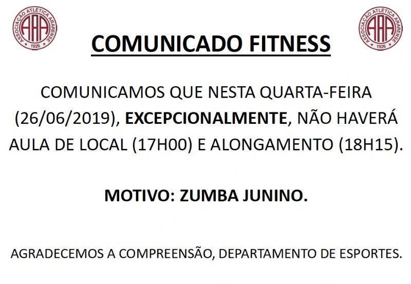 AULAS CANCELADAS - LOCAL E ALONGAMENTO 26/06/2019