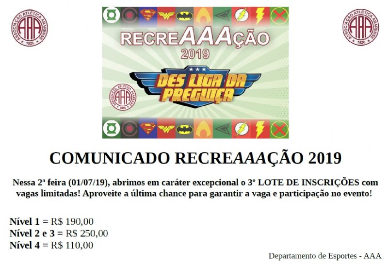 RECREAAAÇÃO 2019 - 3º LOTE