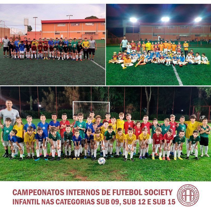 CAMPEONATOS INTERNOS DE FUTEBOL SOCIETY INFANTIL NAS CATEGORIAS SUB 09, SUB 12 E SUB 15.