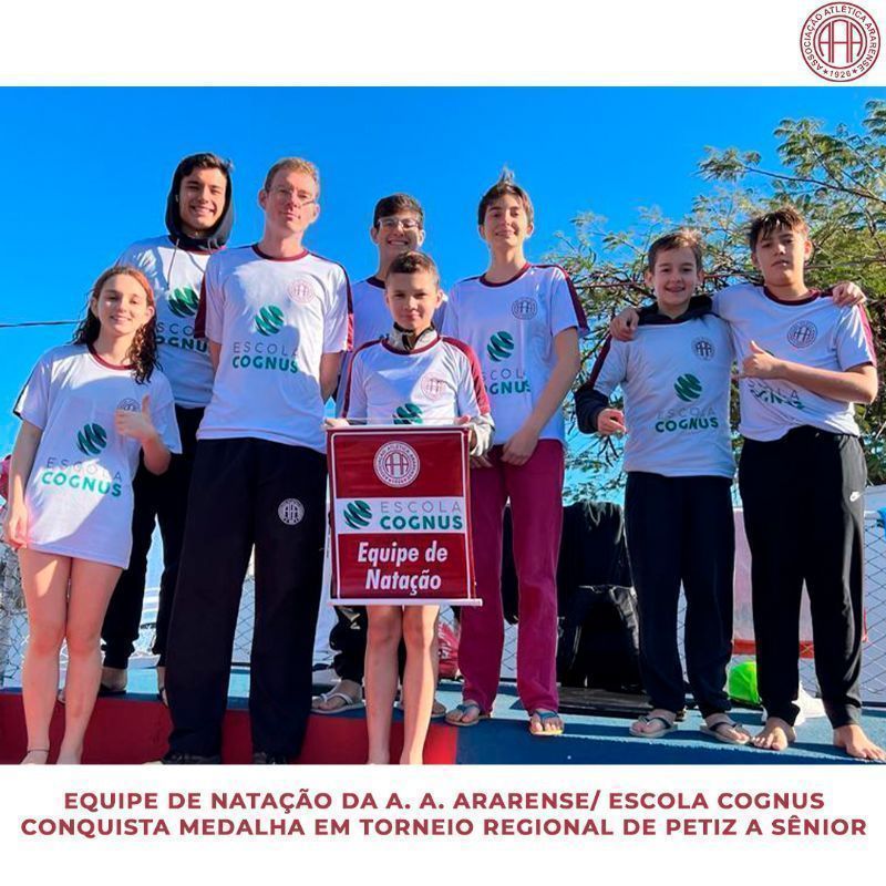 EQUIPE DE NATAÇÃO DA A. A. ARARENSE/ ESCOLA COGNUS CONQUISTA MEDALHA EM TORNEIO REGIONAL DE PETIZ A SÊNIOR