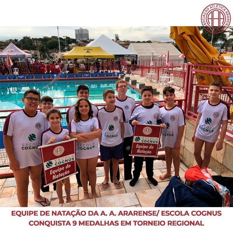 EQUIPE DE NATAÇÃO DA A. A. ARARENSE/ ESCOLA COGNUS CONQUISTA 9 MEDALHAS EM TORNEIO REGIONAL