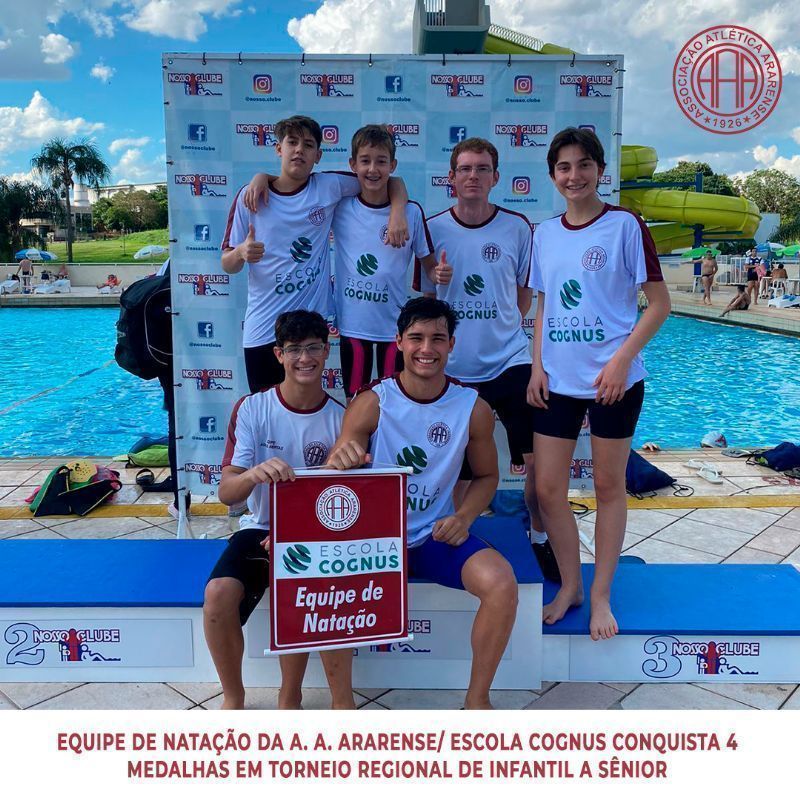 EQUIPE DE NATAÇÃO DA A. A. ARARENSE/ ESCOLA COGNUS CONQUISTA 4 MEDALHAS EM TORNEIO REGIONAL DE INFANTIL A SÊNIOR